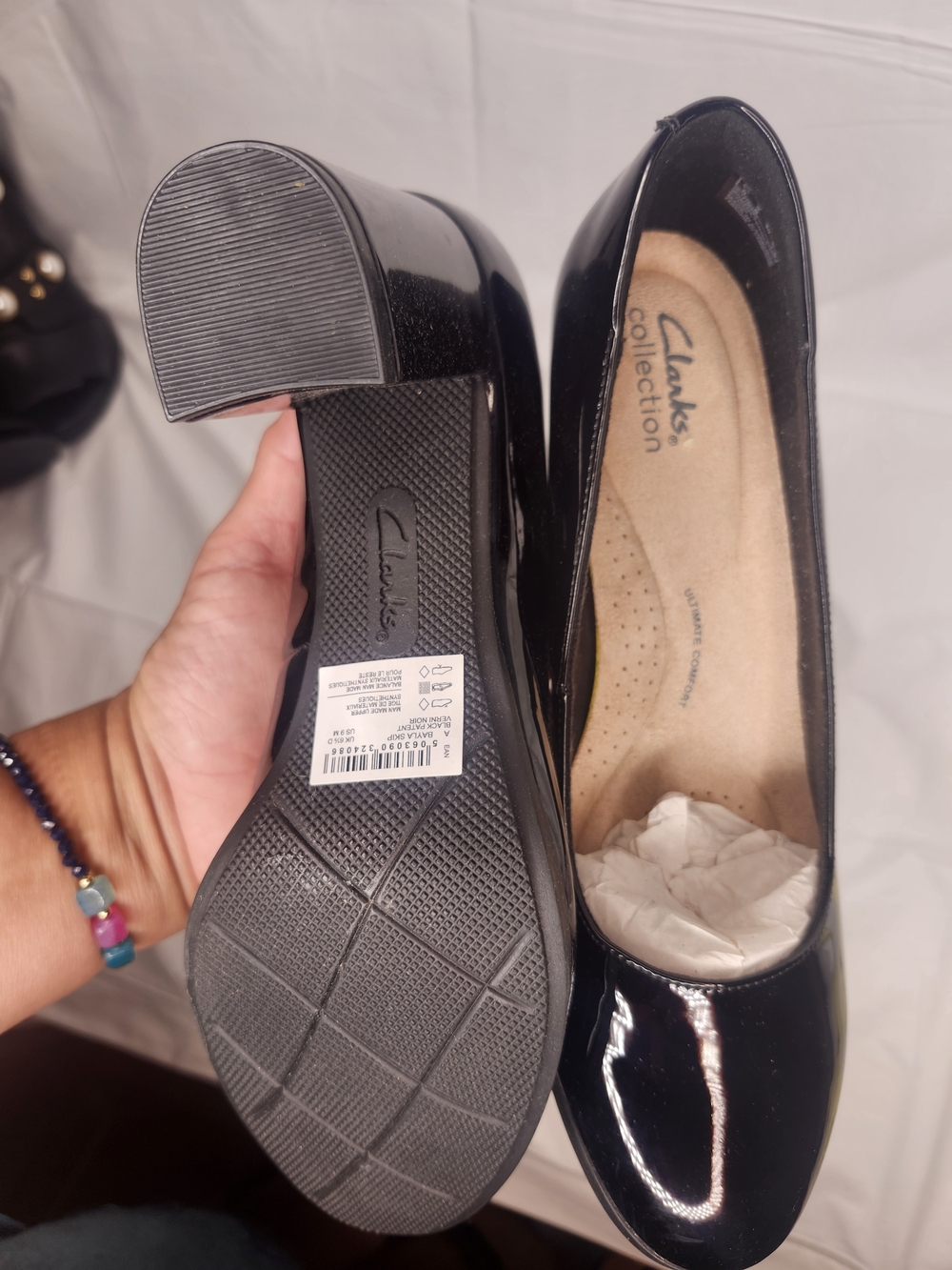 Clarks Collection Women's Black Patent Low Heel Pump